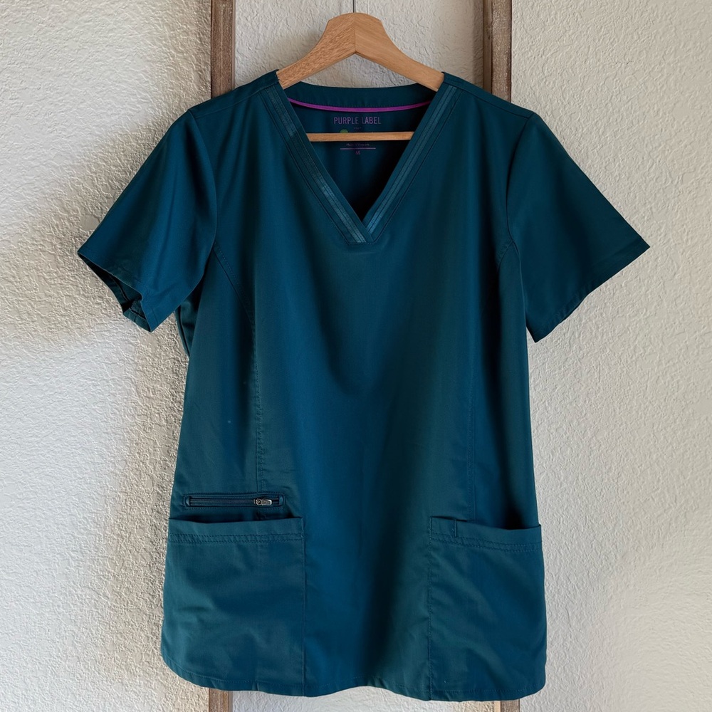 Purple Label Jasmine Scrub Top Carribean Blue sz M